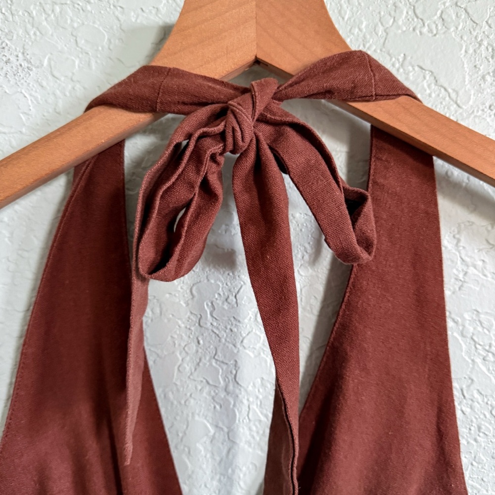 Francesca's Collections Rust Halter Mini Dress Romper - Picture 7 of 11